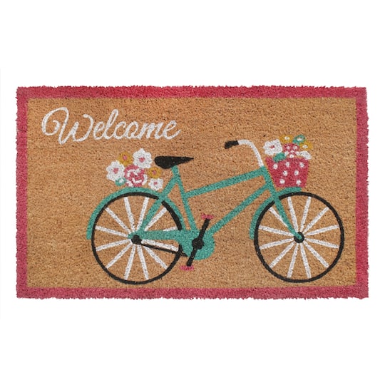RugSmith Multicolor Machine Tufted Welcome Teal Cycle Doormat